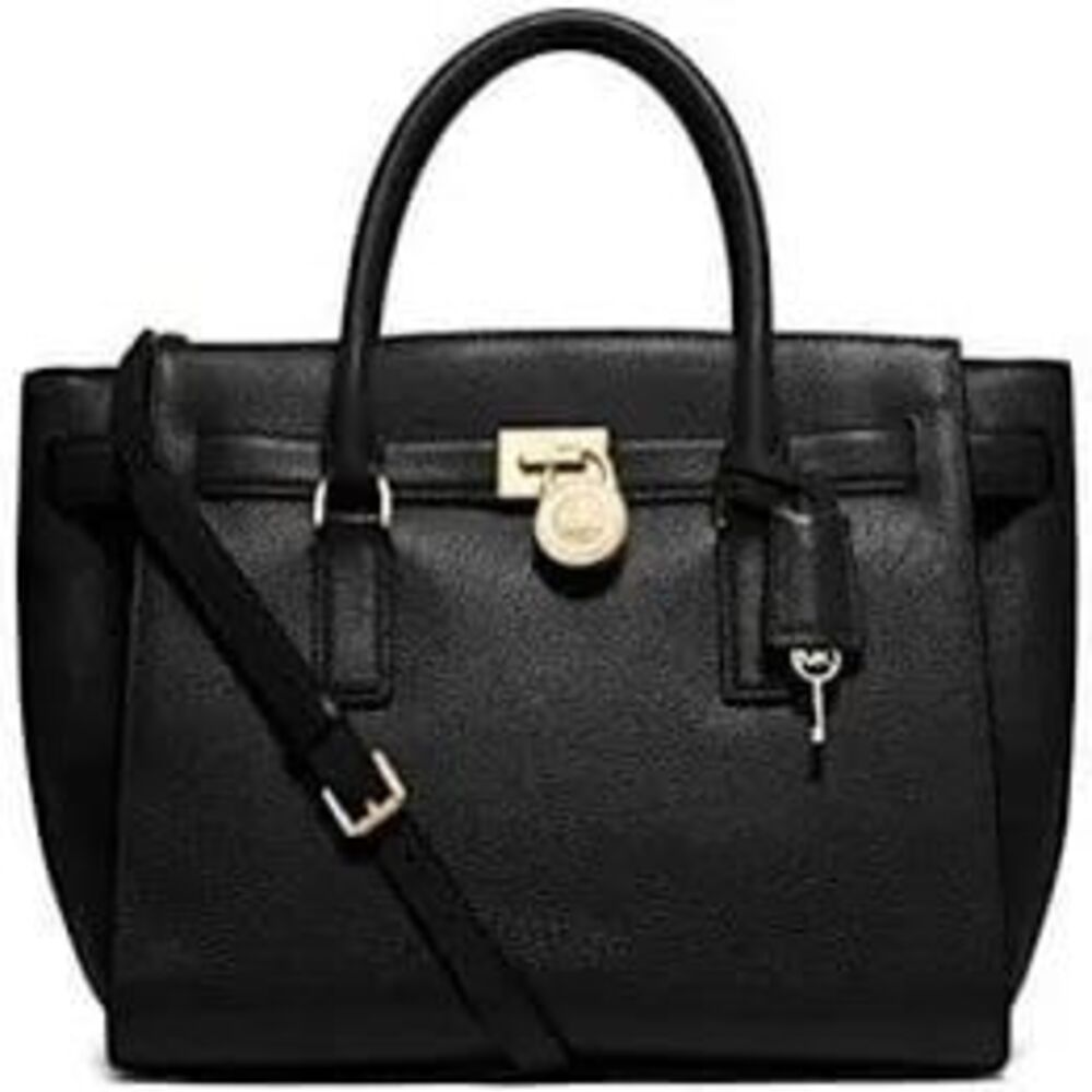 Michael Kors Hamilton Leather Padlock Convertible Satchel Shoulder Bag